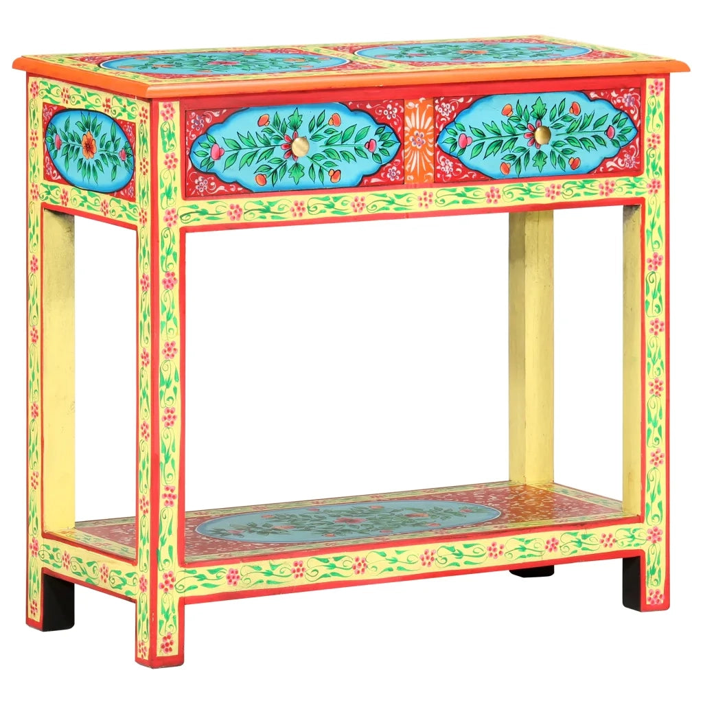 Tavolo Consolle | Tavolo d'Ingresso Dipinto a Mano 80x35x75 cm in Legno di Mango