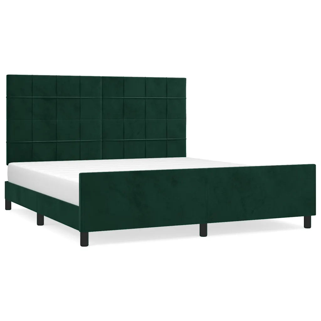 Giroletto con Testiera Verde Scuro 180x200 cm in Velluto 3125772