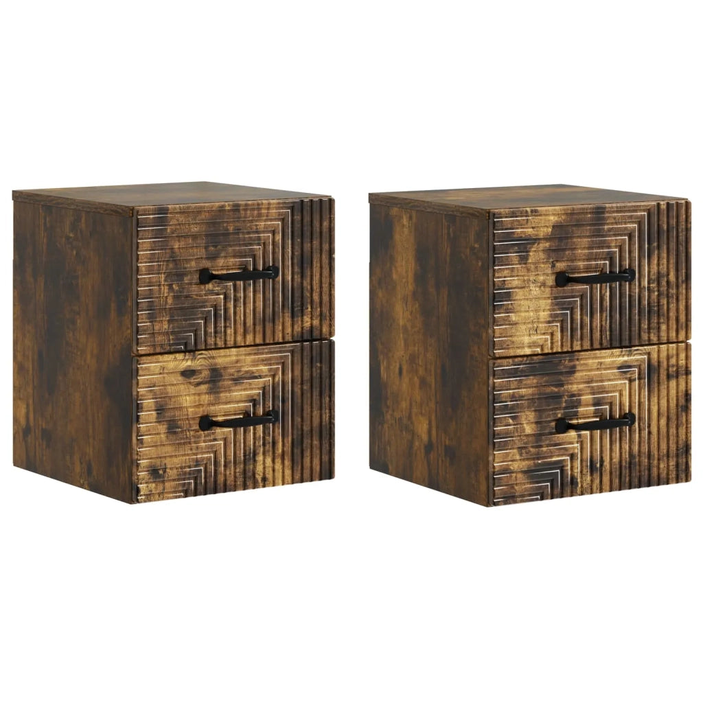 Mobiletto da notte a muro 2 pcs Rovere Fumo 34,5 x 33 x 40 cm 898646