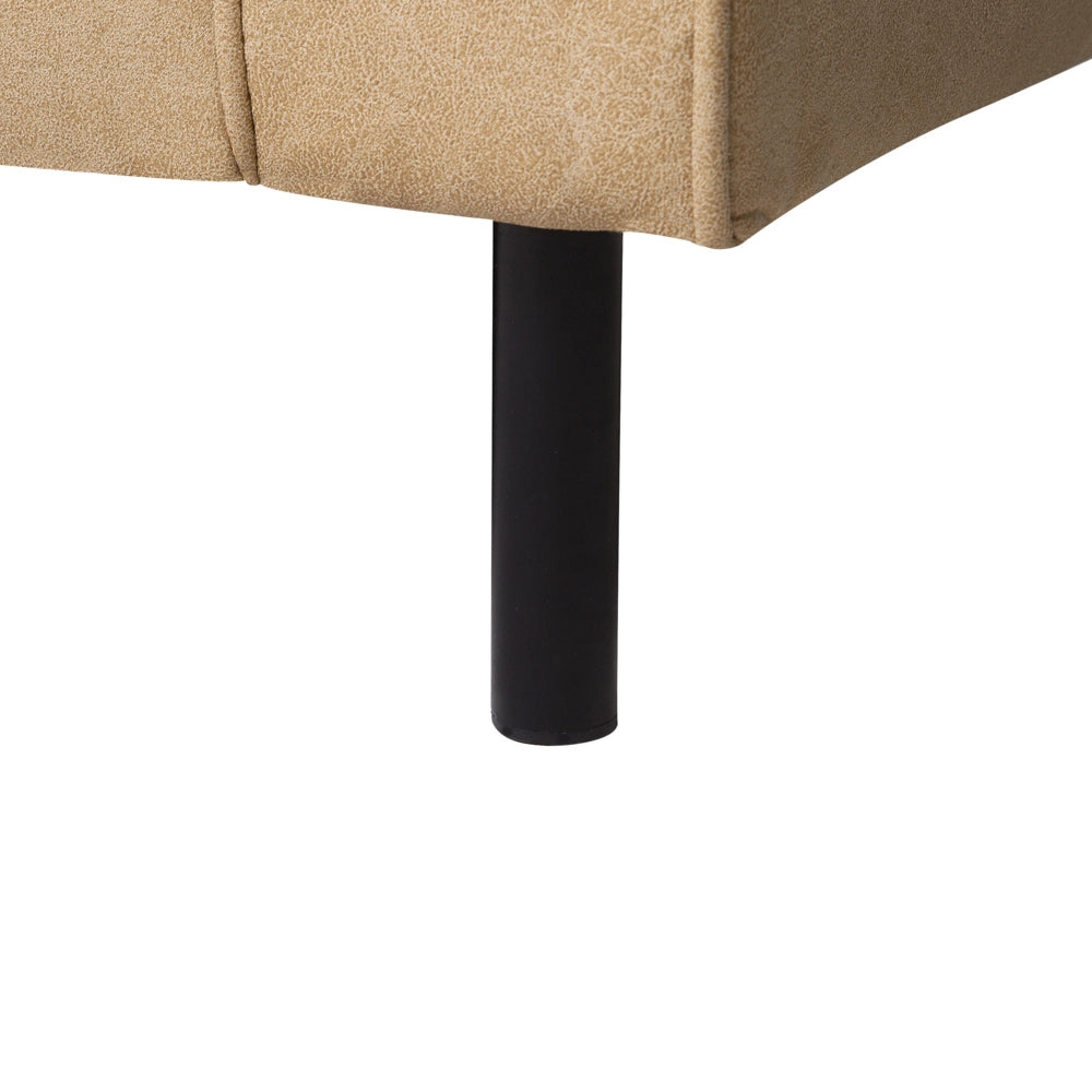 Divano Beige Ecopelle 3 Posti Gambe In Metallo Schienale Imbottito Minimalista Moderno