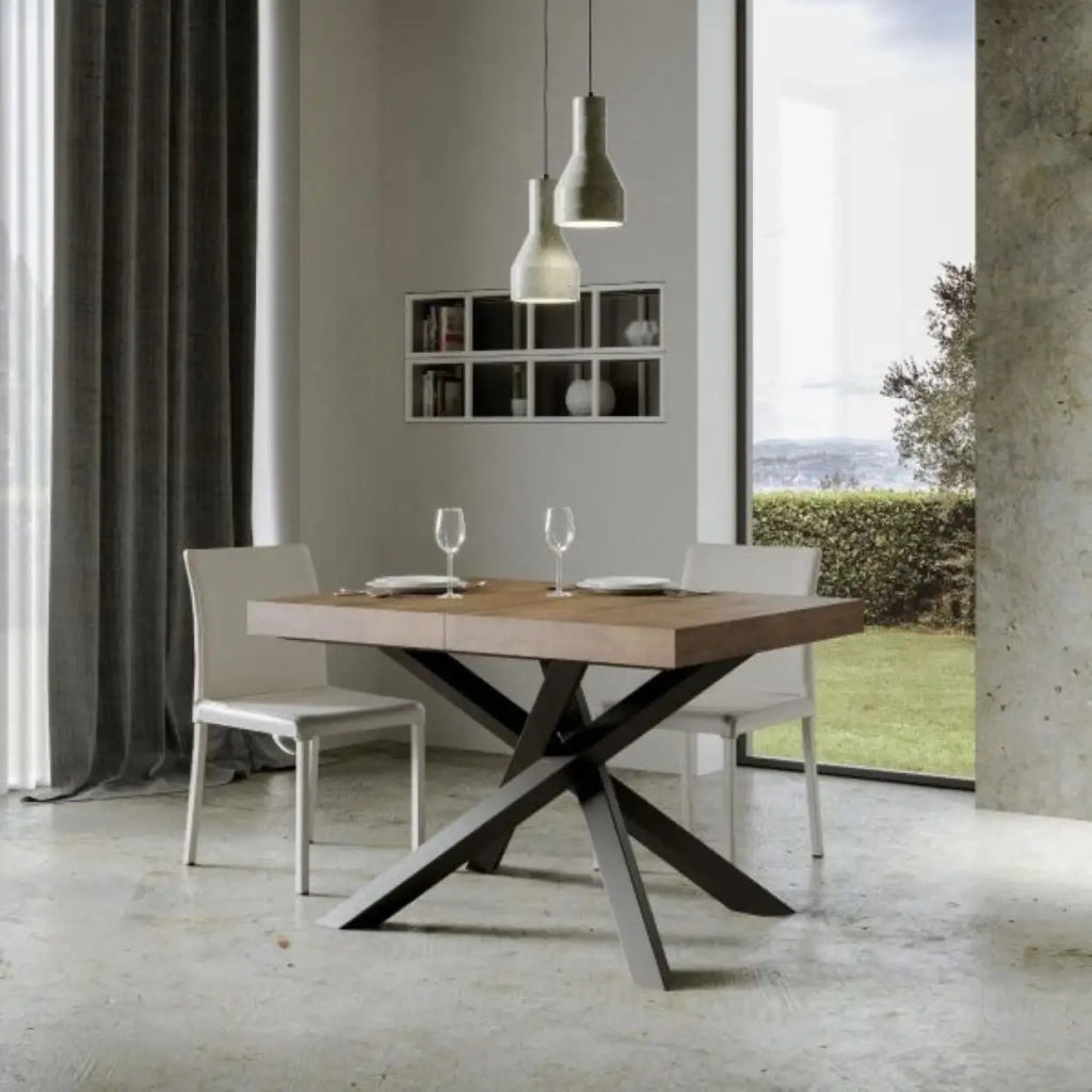 Tavolo allungabile 140/400x90 cm Volantis Premium colore noce gambe antracite