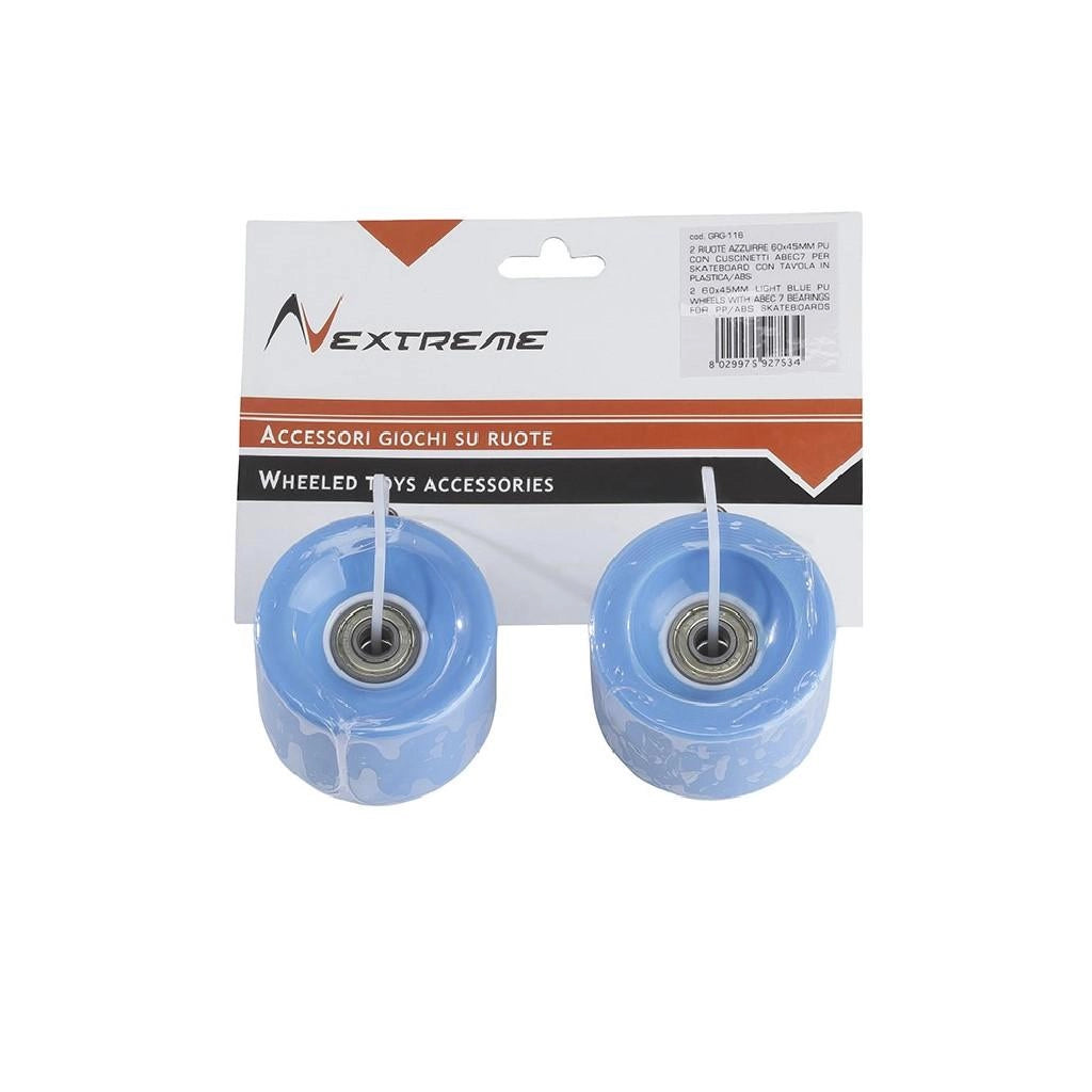 Coppia ruote azzurre 60x45MM PU con cuscinetti ABEC7 per skateboard con