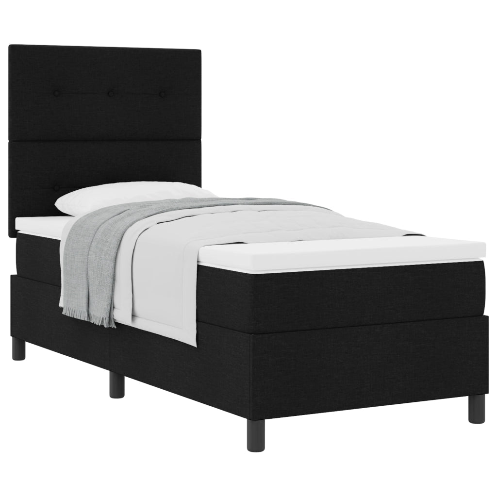 Letto con Box Spring Nero 90x200 cm Tessuto