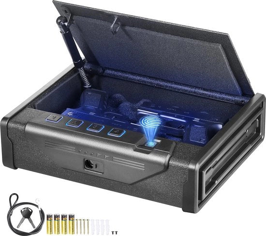 Pistola e/o cassaforte a biometria - Fingerprint/Password - Armeria - Cassaforte - LED - 28x18x5 cm - Acciaio riscaldato.