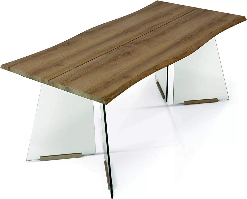 Tavolo fisso legno base vetro l.180 p.90 h.76 (929) - Mobili 2G