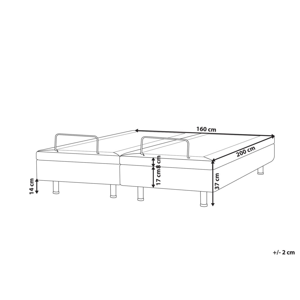 Letto elettrico matrimoniale tessuto beige regolabile con telecomando senza testiera 160x200 cm stile moderno