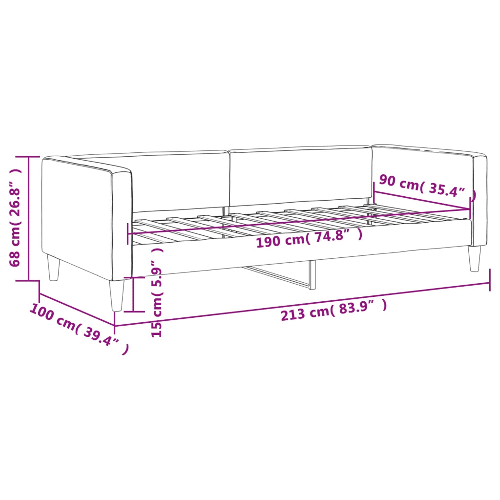 Letto da Giorno Grigio Scuro 90x190 cm in Tessuto 353994