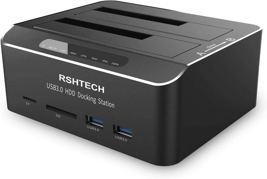 Stazione di Docking per Dischi Duri Dual Bay - USB 3.0 Docking Station in Alluminio per HDD e SSD - Clonazione Offline, Supporta Carte SD/TF