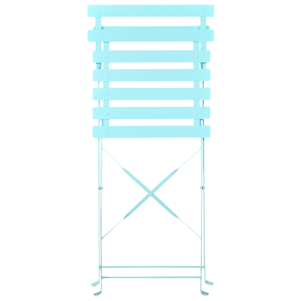 Set da Esterno 3 pezzi Tavolino e 2 Sedile Pieghevoli in Metallo Blu