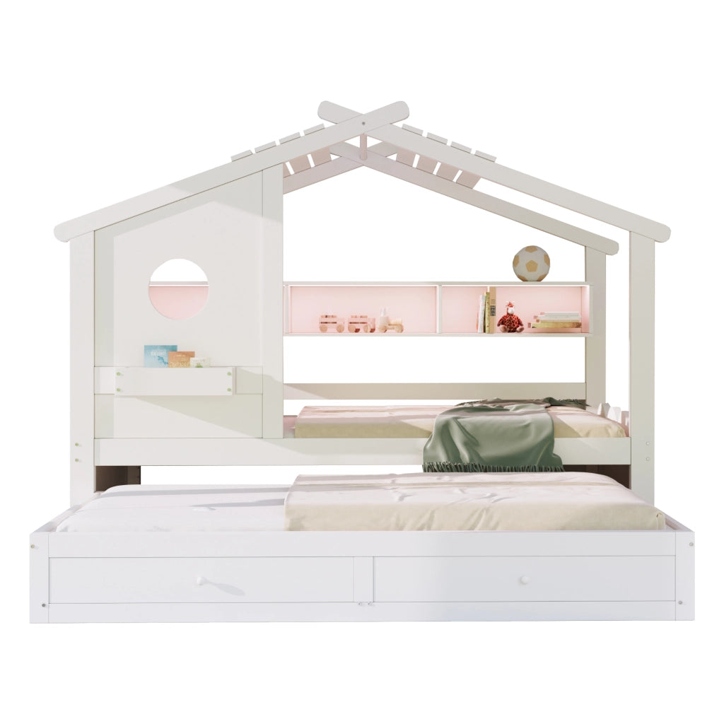 Letto 90200 bianco letto extra 90190 design casa cassetti USB+Tipo-C+LED mensole multifunzionale