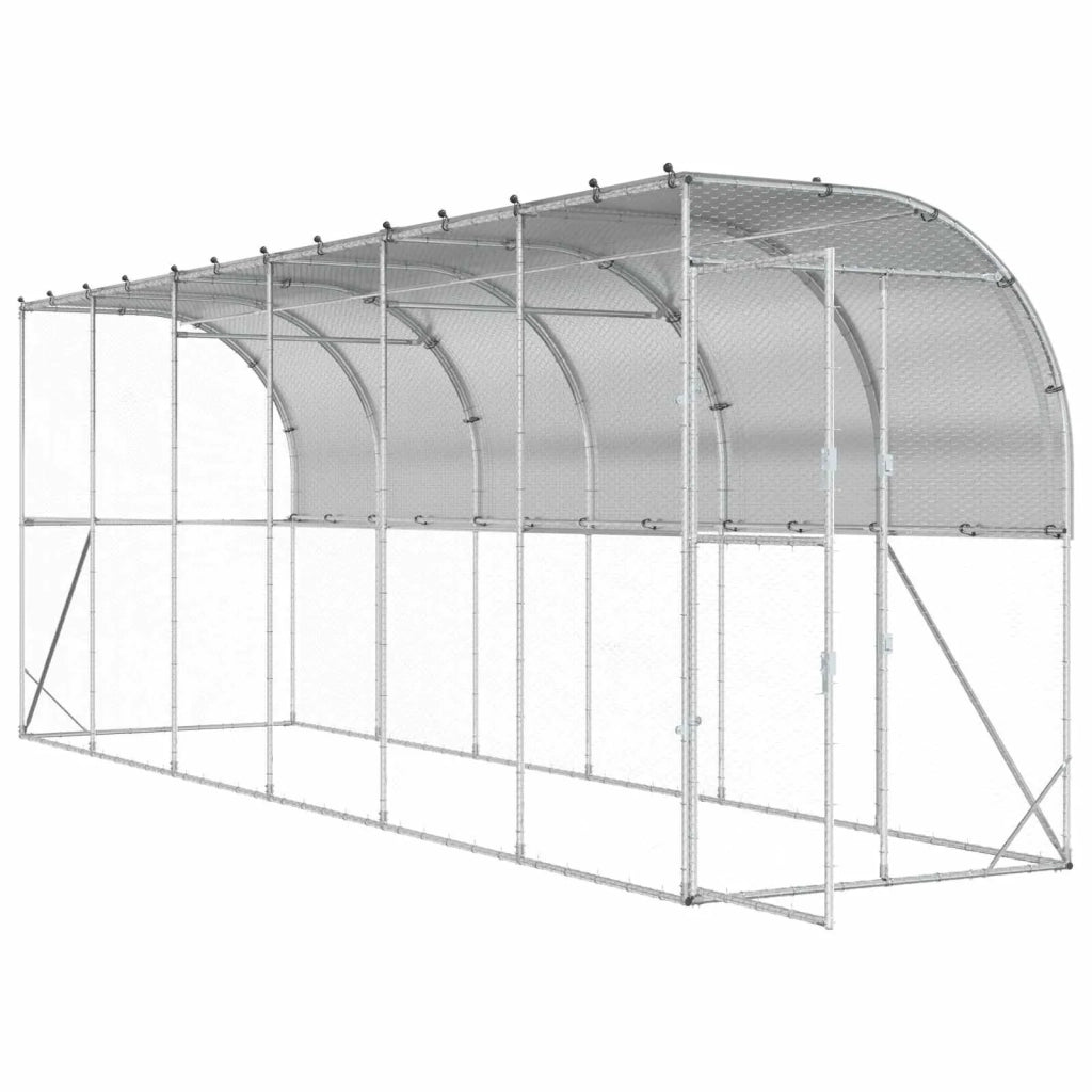 Gabbia per Polli Contro il Muro Argento 600 x 150 x 215 cm 3434722