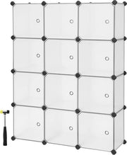 Scaffale per Scarpe in Plastica con Porte - Sistema di Ripostiglio 12 Compartimenti Armadio LPC342W01 Bianco