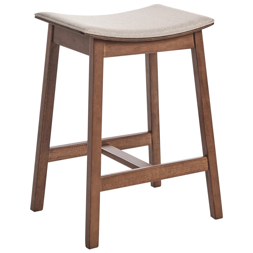 Set di 2 sedie da bar in legno di gomma beige con seduta imbottita in poliestere Legno scuro