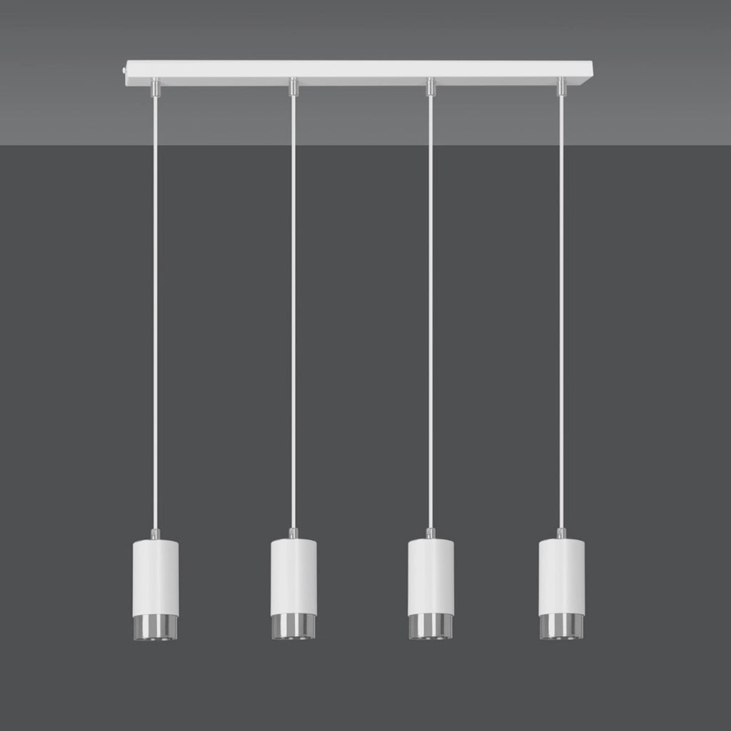 Lampada a sospensione FUMIKO in acciaio bianco e cromo