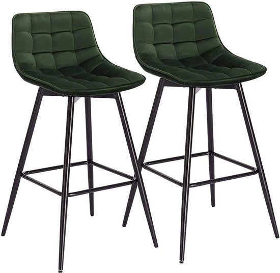 Sedile Industriale a 2 Posti con Schienale - Colore Verde Scuro - Set di 2 Sedili - Sedile con Schienale - Sedili con Schienale e Spalliera - Sedile da Cucina - Pelle Velluto