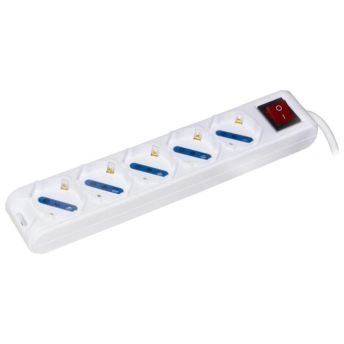 Link multipresa 5 prese universali ita-schuko 10a - spina tripolare 10a con interruttore