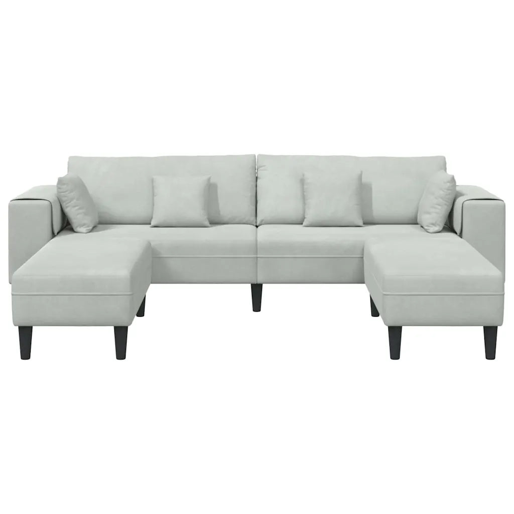 vidaXL Divano in Velluto 3 pcs Grigio chiaro 208 cm Velluto
