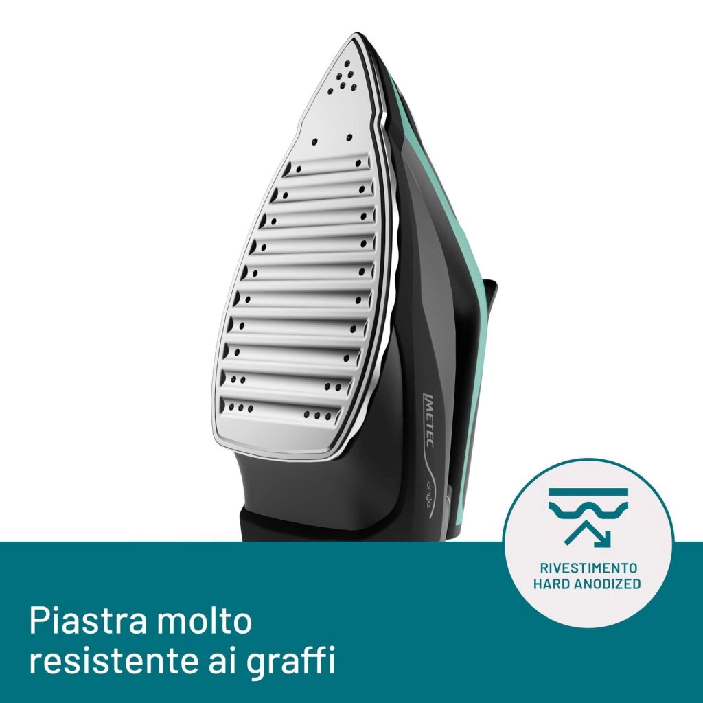 Imetec 9028 Onda P1 Ferro da Stiro Generatore di Vapore 2400W 6 bar Serbatoio 2,5L Piastra Onde Brevettata colore Nero Turchese