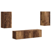 Set mobile TV 4 pz | Armadietto TV | Mobile Porta TV Legno vecchio Legno multistrato