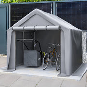 Tenda Deposito Esterni Biciclette Moto 244 X 241 X 217 Cm Metallo Grigio Scuro Protezione Intemperie