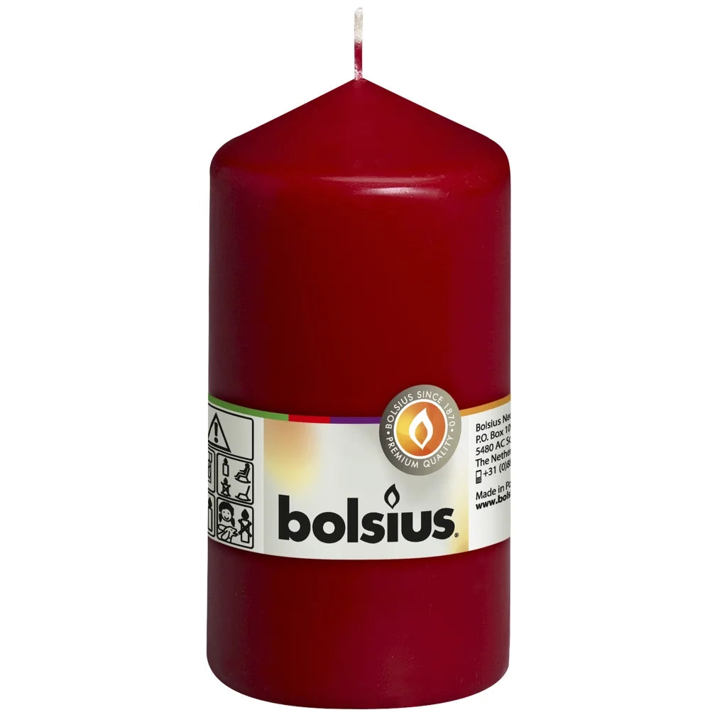 Bolsius Candele Moccoli 8 pz 130x68 mm Rosso Vino 428082