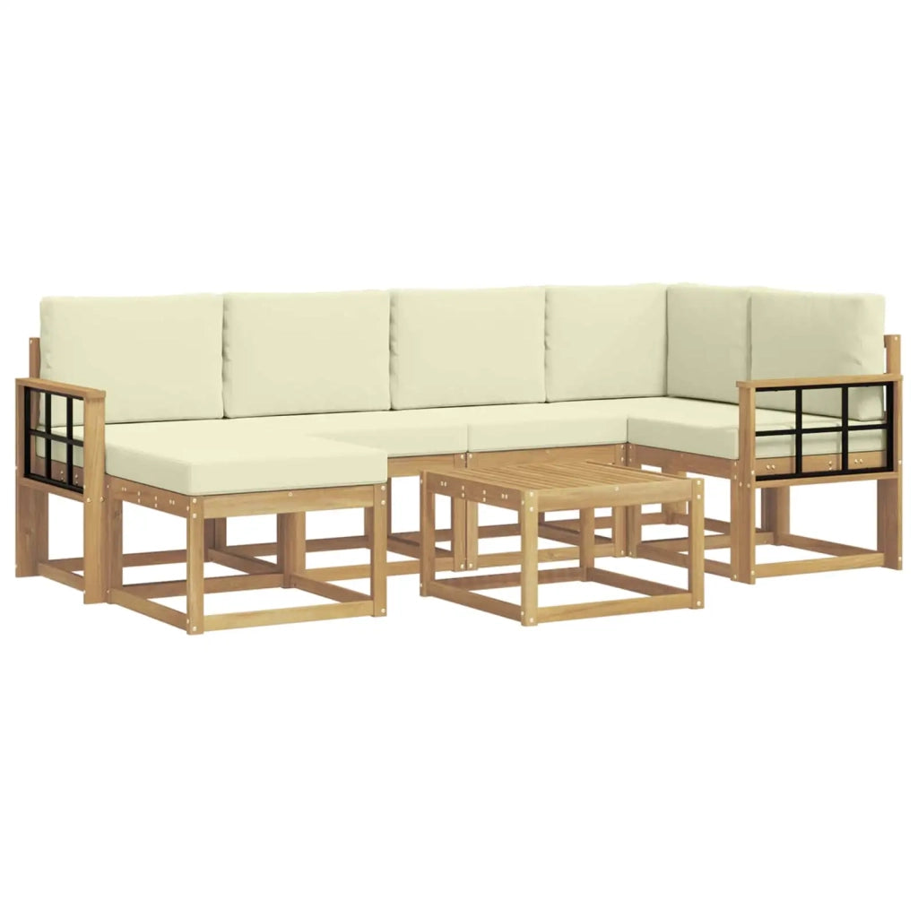 Set di divani da esterno con cuscino 7 pcs Bianco e Crema