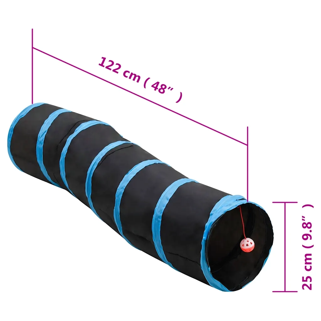 Tunnel per Gatti a S Nero e Blu 122 cm Poliestere CFW4391118