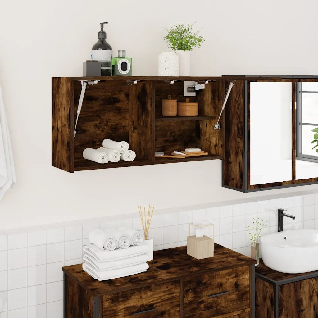 vidaXL Mobile da Bagno a Parete Rovere Fumo 80x25x40 cm in Truciolato
