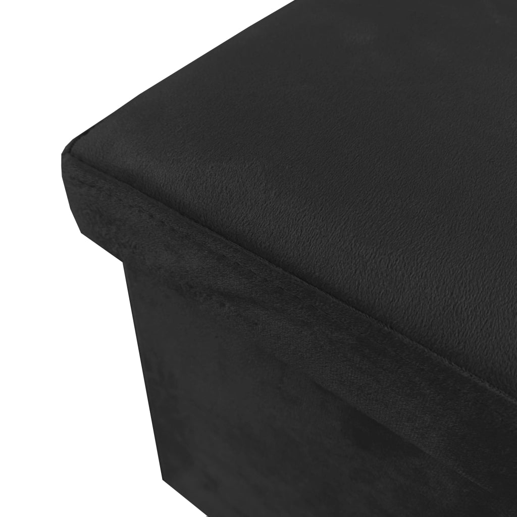Pouf portaoggetti quadrato pieghevole in velluto 38x38x38 cm | Nyana Casa | Stile ottomano | Morbido velluto | Nero, grigio e beige