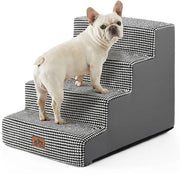 Trappola per cani Cozy Kiss, scala a 4 gradini per piccoli cani, per letto, divano, auto, altezza 45 cm, trappola per gatti in schiuma di alta qualità con copertura rimovibile (nero-bianco, 60x45x45cm, 4)