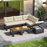 DIVANO MODULARE con vano contenitore 191,5x191,5x79 cm Poliestere Beige