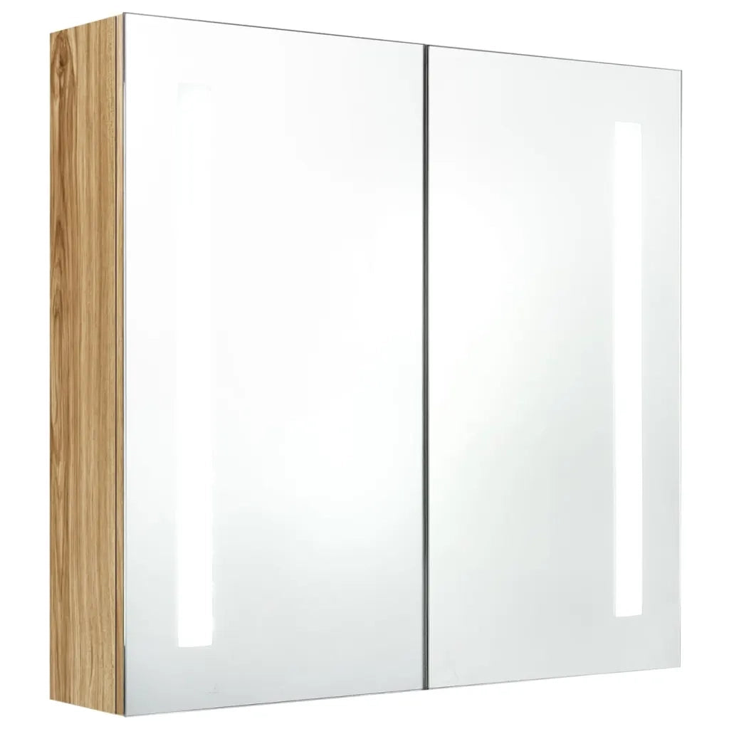 Armadietto Bagno con Specchio e LED Rovere 62x14x60 cm 326522