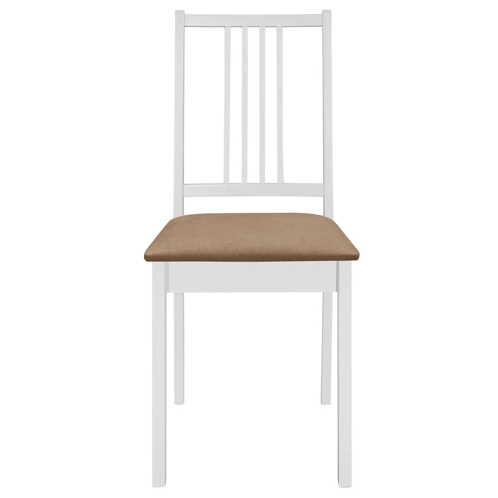 Sedie da Pranzo con Cuscini 4 pz Bianche in Legno Massello 247635