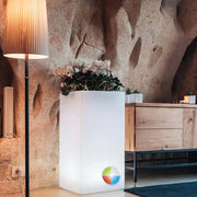 Vaso luminoso in resina quadrato 40x40 Led multicolor con cavo mod.  Cube Top Bright