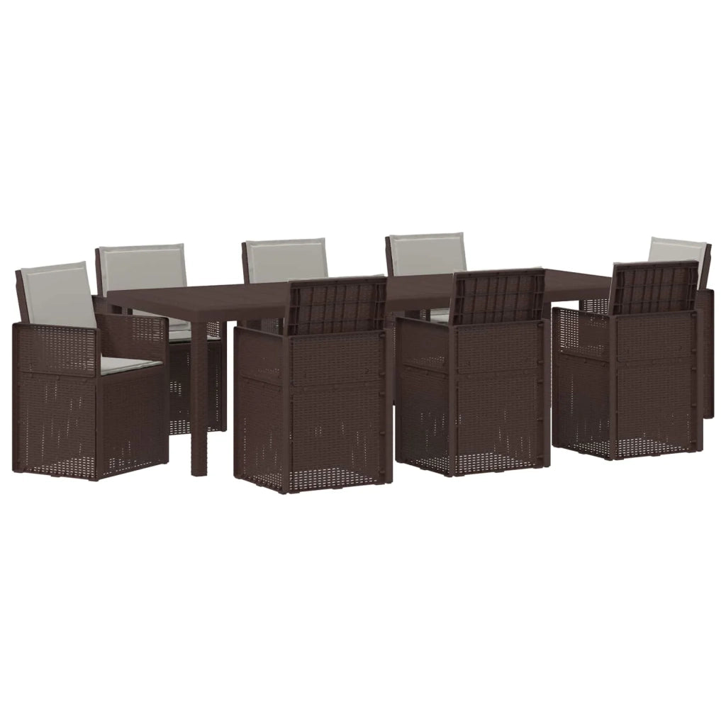 Set da Pranzo per Giardino 9 pcs Marrone e Grigio Chiaro PP 3430094