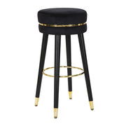 Sgabello da bar Paris nero e gold in tessuto su gambe nere – H 74 cm