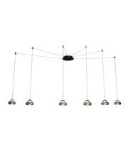Lampadario a sospensione Arabella a Led in metallo e vetro soffiato fumè 3547-46-126 Fabas Luce