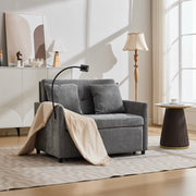 Divano convertibile con porta USB e supporto tablet in tessuto lino spazzolato per studio grigio 109 × 72 × 83,5 cm