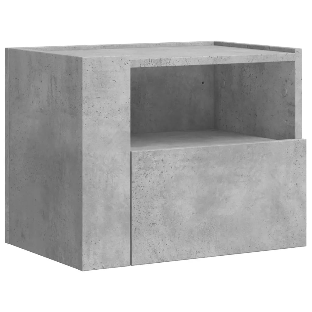 Comodino a Muro-Tavolino da notte sospeso Grigio Cemento 45x30x35 cm 443471