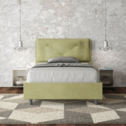 Letto imbottito Piazza e mezzo 130x190 cm Large - Con rete,Microfibra,Tè verde