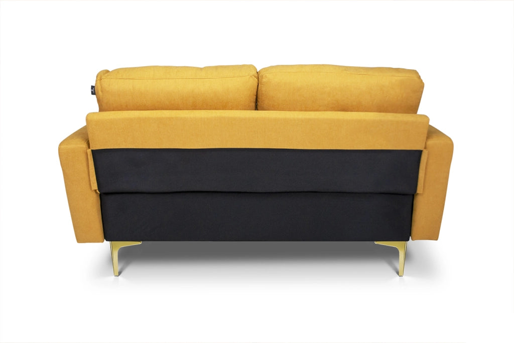 Divano 2 posti in tessuto vellutato giallo piedi in metallo dorato - Chloe - DI2P-CH16FBC-PD