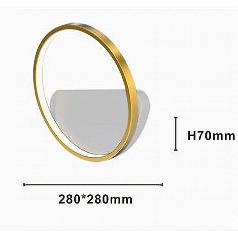 Trade Shop - Applique Parete Led 14w Cerchio Oro Lampada Tonda Design Moderno Luce 4000k 71255 -