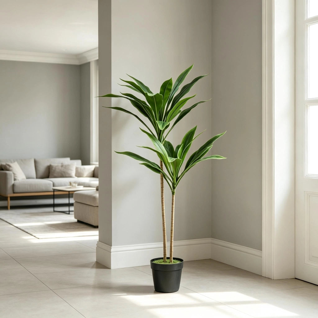 Albero artificiale in vaso, alto 90 cm, con 29 foglie realistiche, pianta artificiale in PEVA, per uso interno ed esterno.