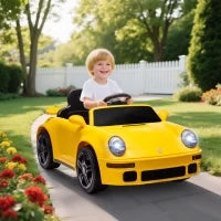 Auto elettrica per bambini, con telecomando, lettore MP3, luci a LEDe clacson, Giallo