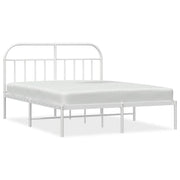 Letto matrimoniale | Letto per adulti | Giroletto con Testiera Metallo Bianco 140x190 cm