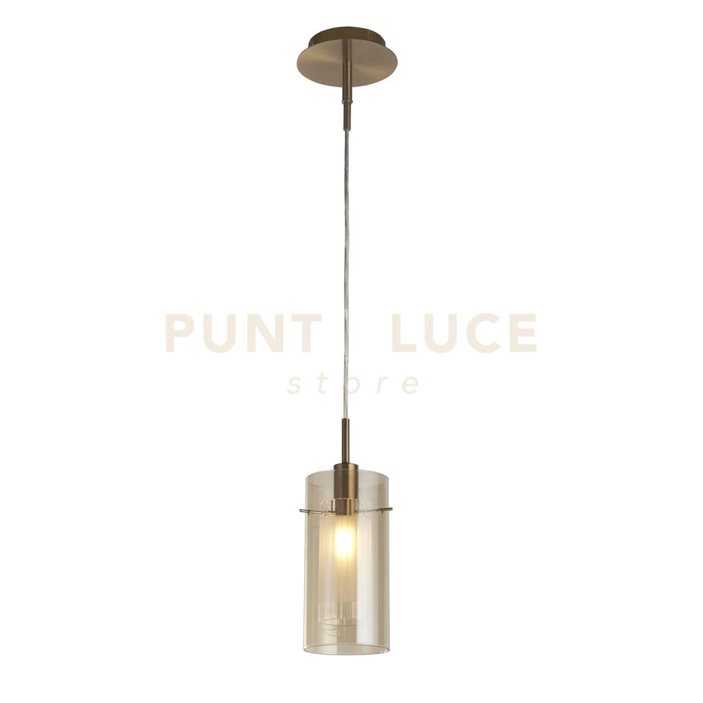 Duo III Pendant - Metallo bronzo e bicchiere di champagne