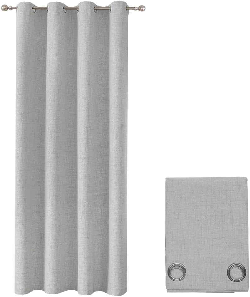 Tenda 100% Oscurante Porta Finestra 1 Pannello 140x280 Cm Isolante Termica Coprente Grigio Chiaro