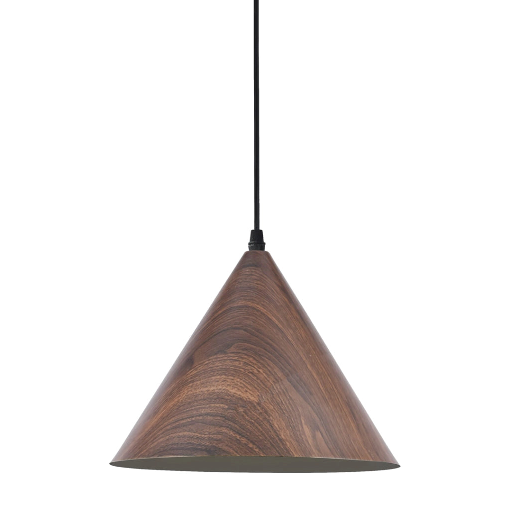 Lampada a sospensione Bosco cono legno scuro E27 Ø30 cm
