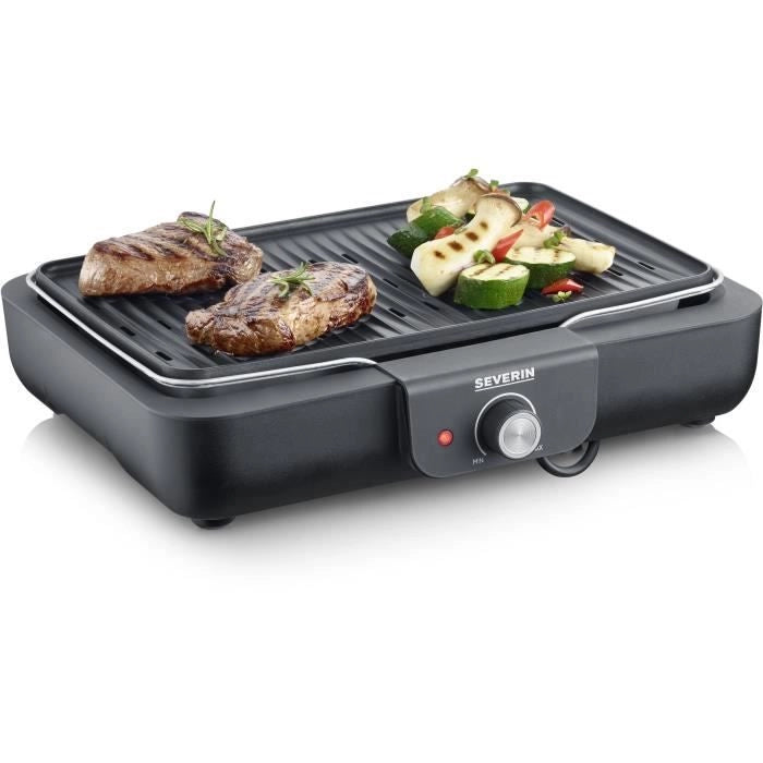 Barbecue elettrico da tavolo - SEVERIN - PG8556 - Plancha grill con piastra rigata antiaderente