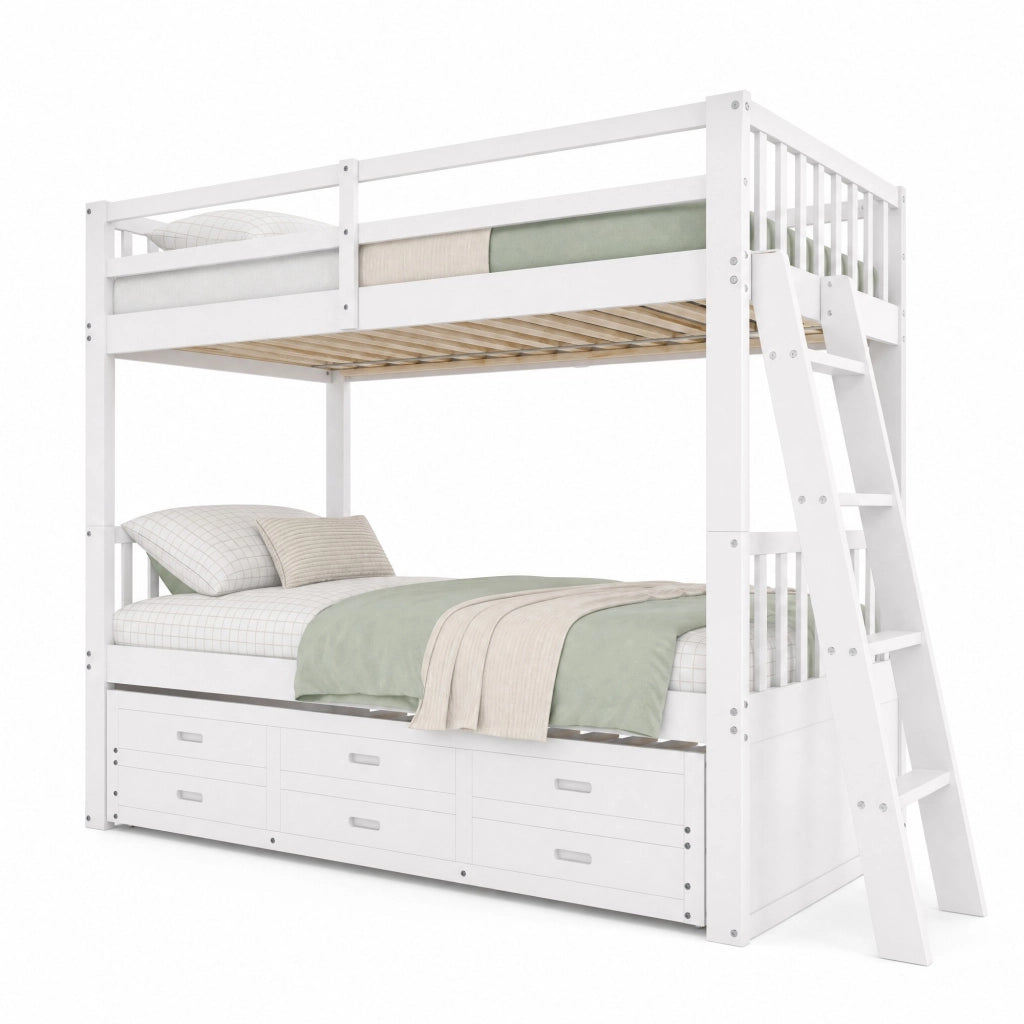 Letto a castello 90x200 cm con letto estraibile e 3 cassetti